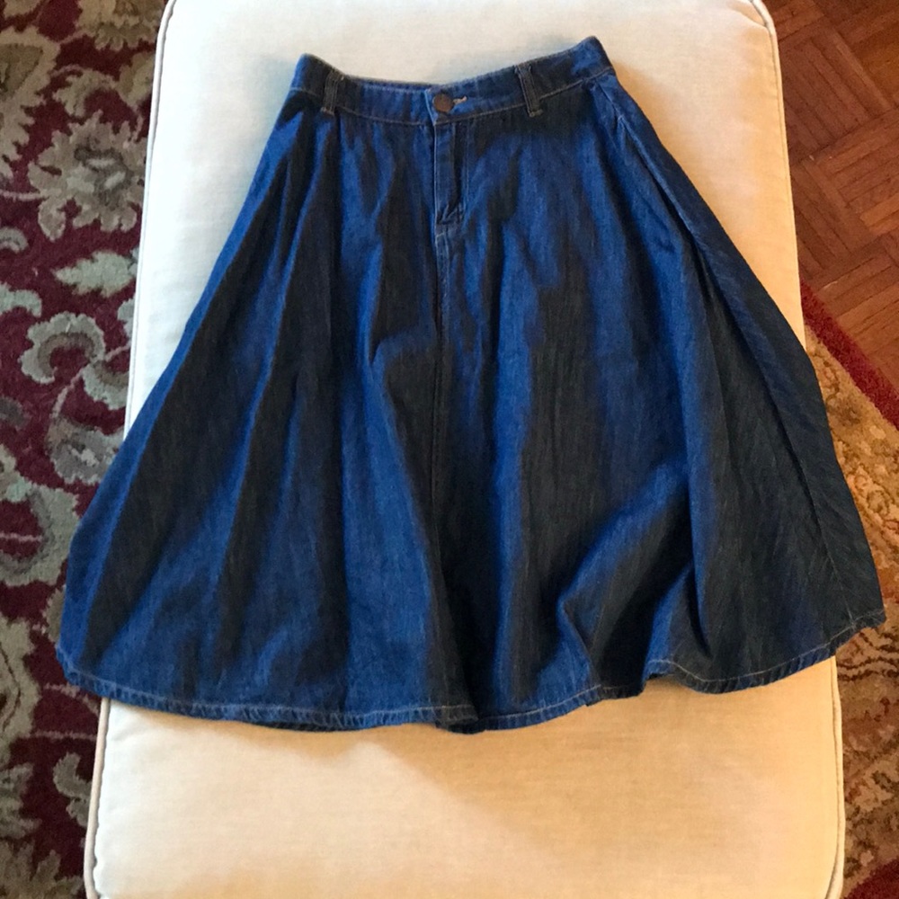 LIFE IN PROGRESS DENIM MIDI A-LINE SKIRT SZ XS